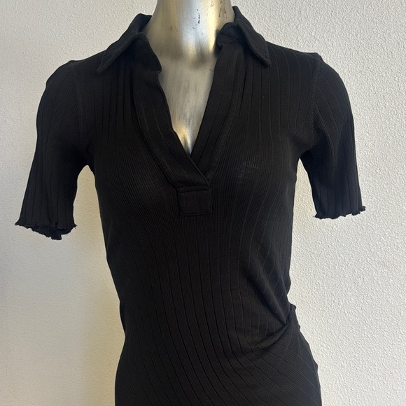 Helmut Lang Black Ribbed Polo Dress - Picture 1 of 7